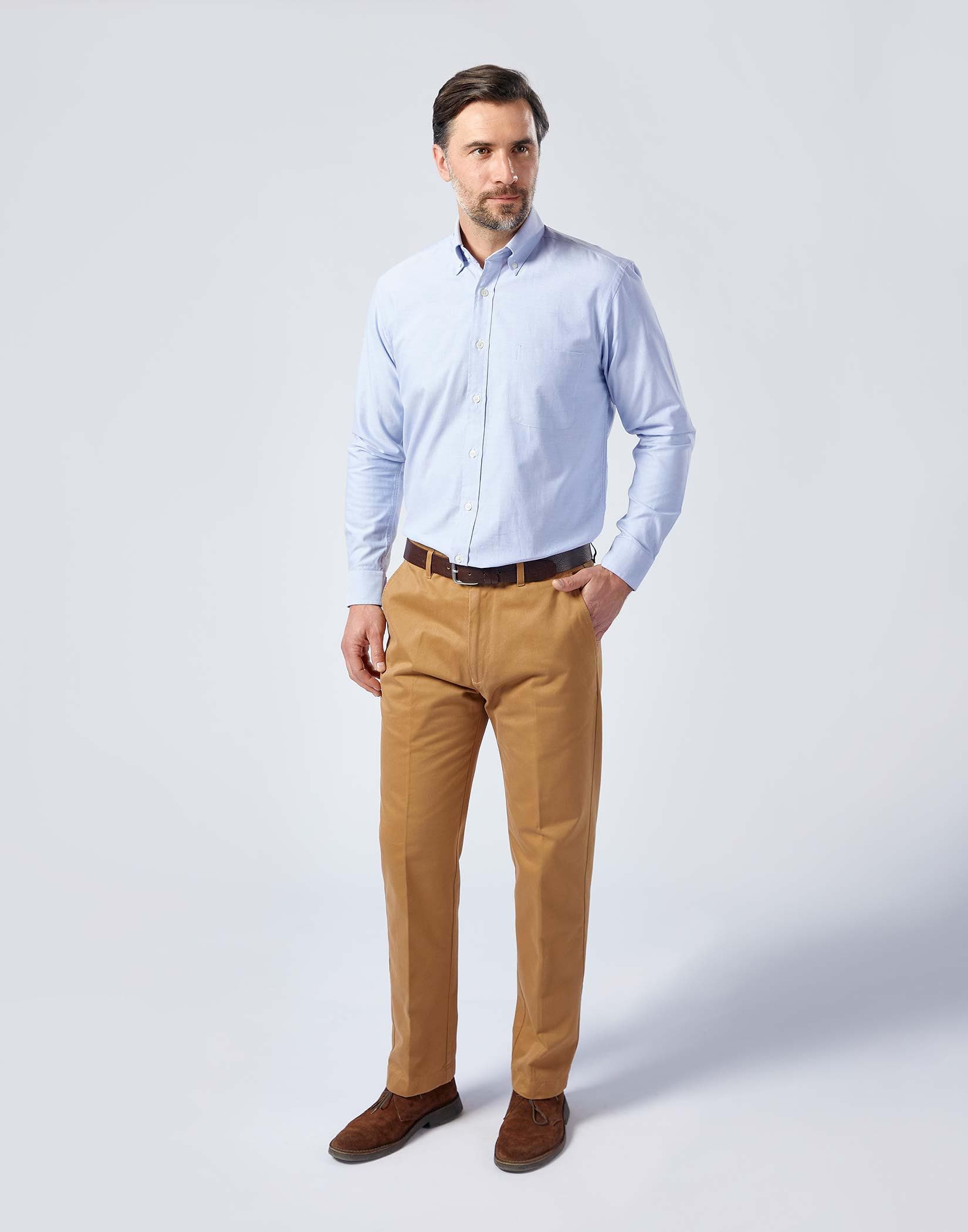 Blue shirt, Khaki Chinos